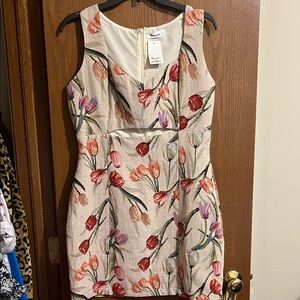 Nannette Cream Tulip Print Sheath Dress with Multicolor Florals